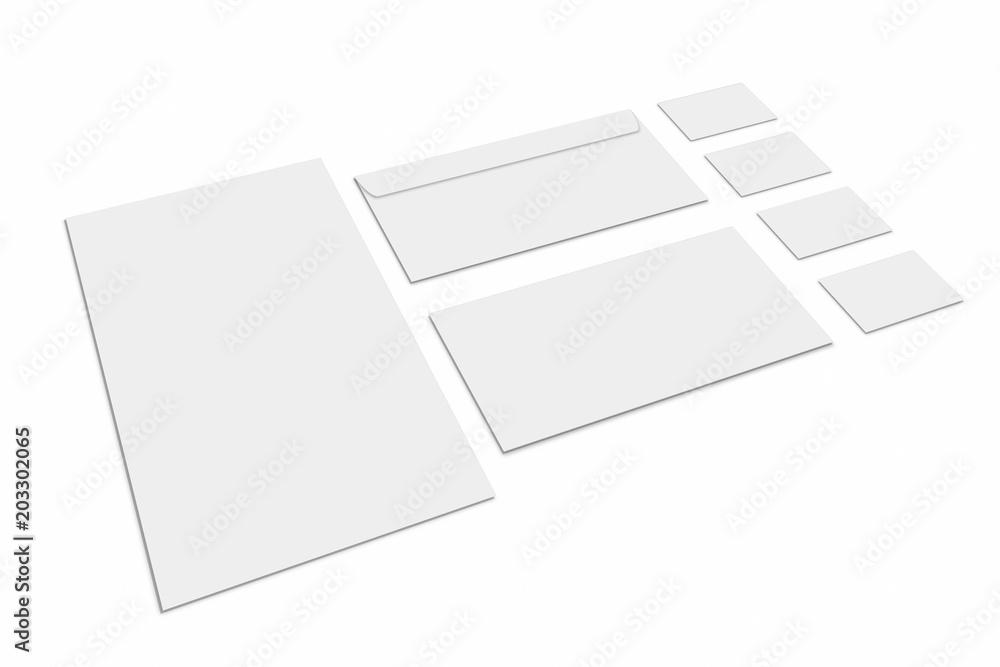 Blank stationery and corporate identity set on white background. Branding Mock-Up. Blank stationery and corporate identity set on white background. Branding Mock-Up.