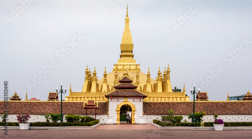 Wat (temple) That Luang, Vientiane, Laos.