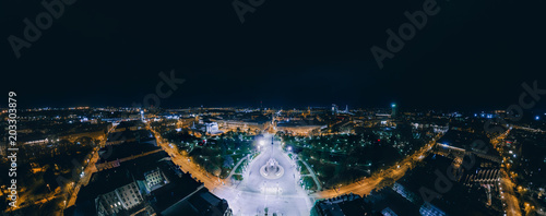 Night Riga city 360 VR Drone picture for Virtual reality, Drone Panorama photo