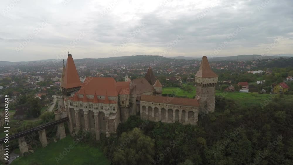 Aerial view of the medieval Corvin Castle Aerial view of the medieval Corvin Castle