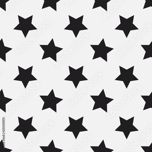 Black and white stars seamless vector pattern. Decorative texture. Simple minimal background.