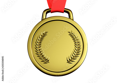 A 3d illustration of a gold medal.