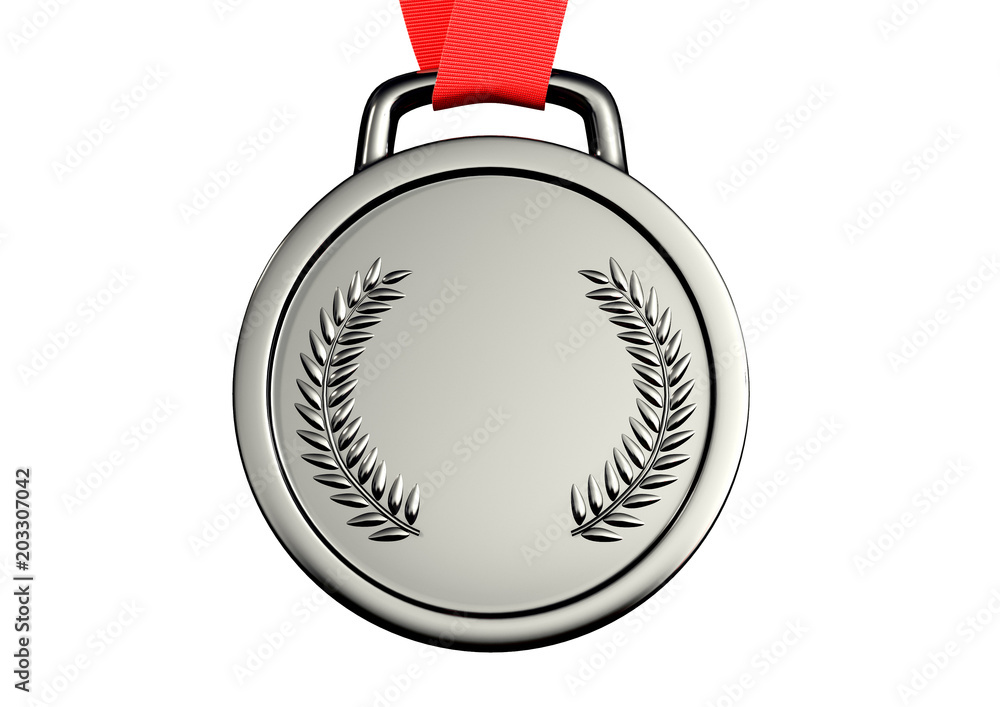 A 3d illustration of a silver medal. A 3d illustration of a silver medal.