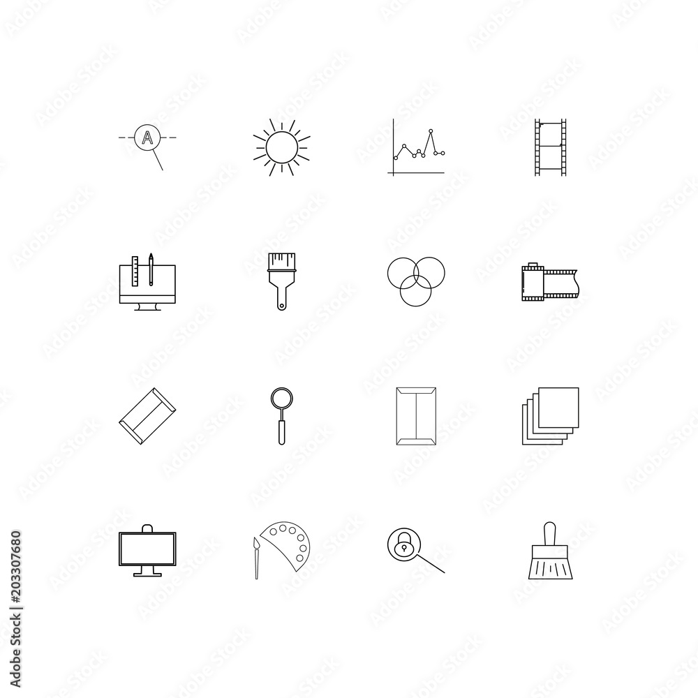 Creative Process And Design linear thin icons set. Outlined simple vector icons Creative Process And Design linear thin icons set. Outlined simple vector icons