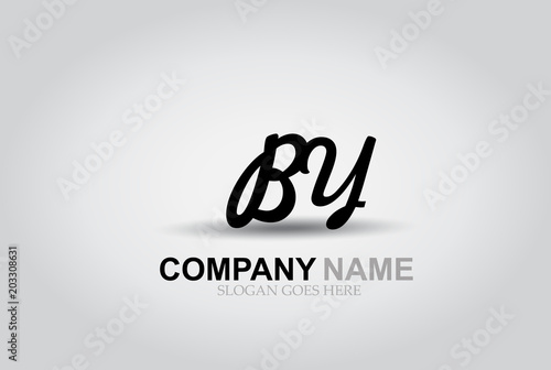 Vector Hand Drawn Letter BY Style Alphabet Font.
