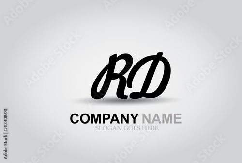 Vector Hand Drawn Letter RD Style Alphabet Font.