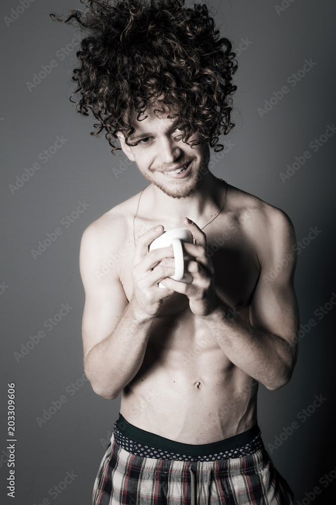 Fototapeta premium Young athletic ginger man studio portrait