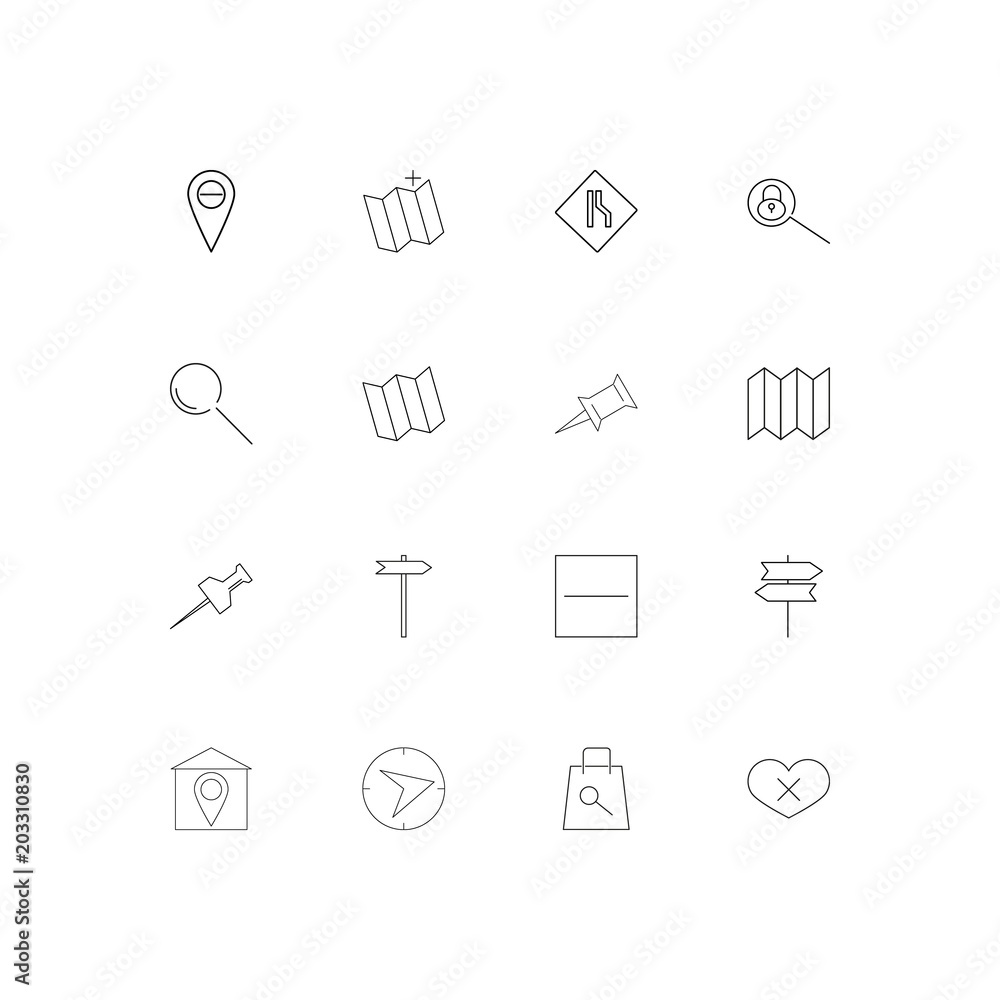 Maps And Navigation linear thin icons set. Outlined simple vector icons Maps And Navigation linear thin icons set. Outlined simple vector icons
