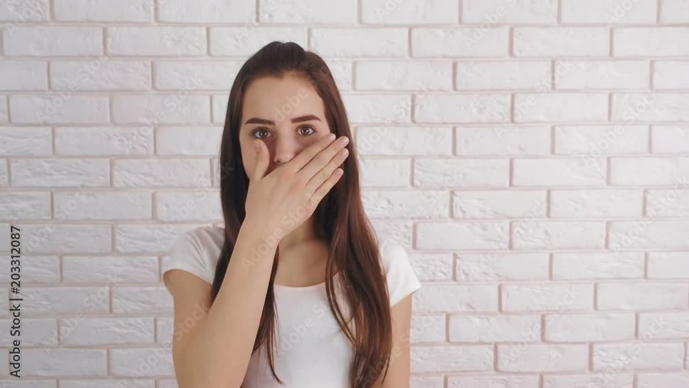 Surprise. The girl is surprised. Surprise. The girl is surprised.