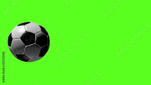 Football 3D Animations of Soccer Flying Ball on Green Chroma Key.