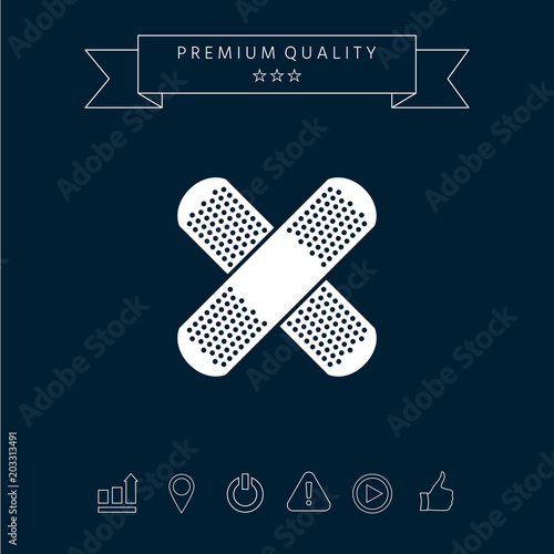 Cross adhesive bandage, medical  plaster icon