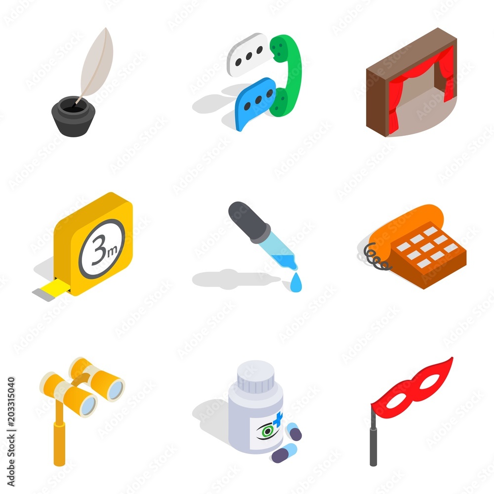 Hard work icons set. Isometric set of 9 hard work vector icons for web isolated on white background Hard work icons set. Isometric set of 9 hard work vector icons for web isolated on white background