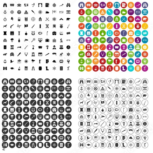 100 binoculars icons set vector in 4 variant for any web design isolated on white