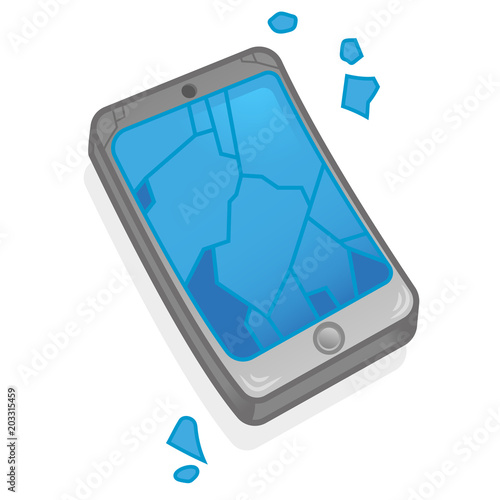 Broken screen of smartphone