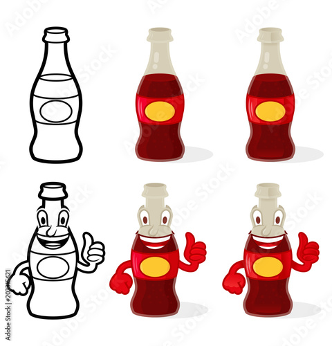 Set glass bottle frizzy drink