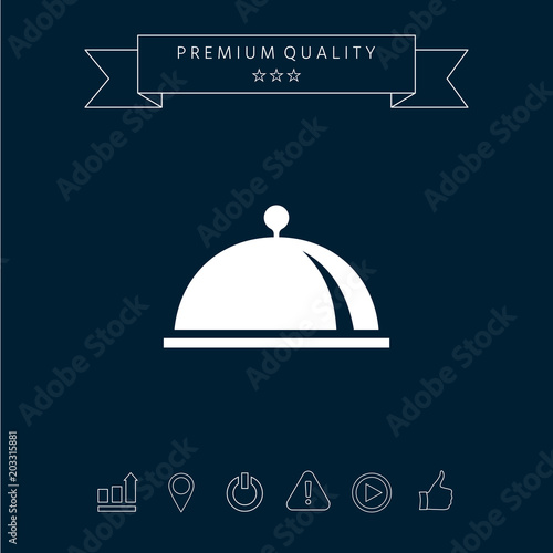 Restaurant Steel Serving Tray. Cloche symbol