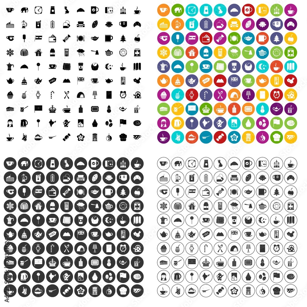 100 tea cup icons set vector in 4 variant for any web design isolated on white 100 tea cup icons set vector in 4 variant for any web design isolated on white