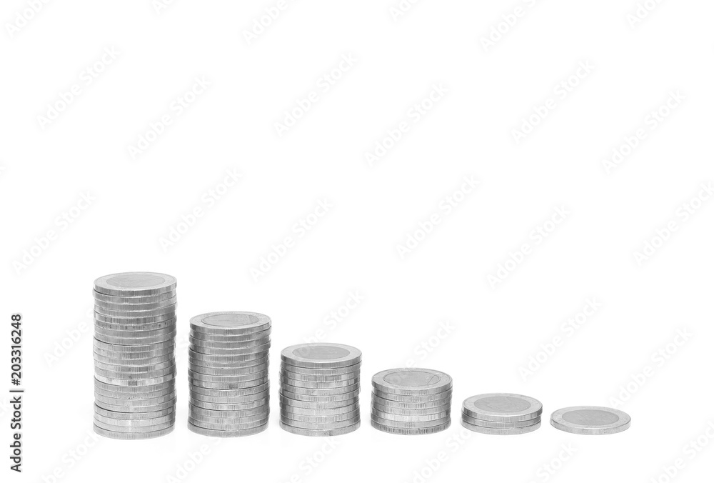 coins stack graph isolated on white background coins stack graph isolated on white background