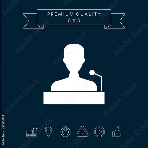 Speaker, orator speaking from tribune icon