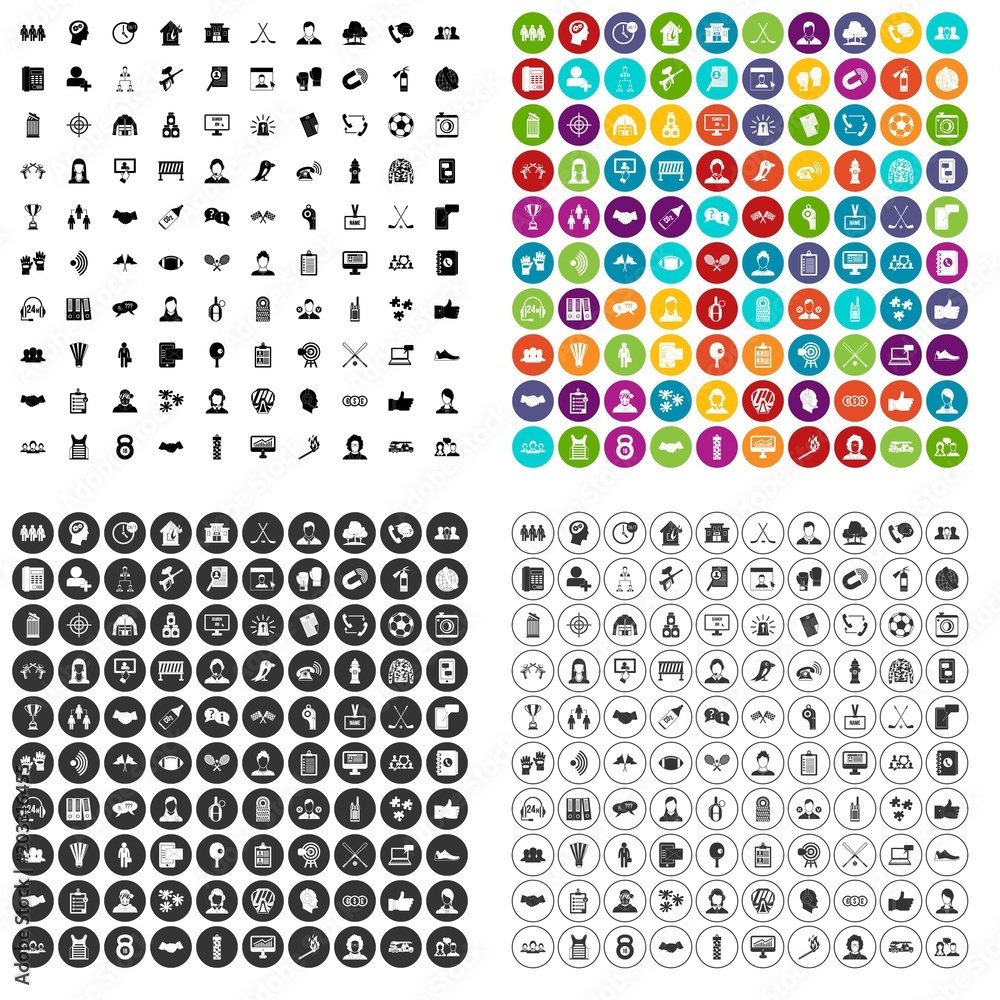 100 team icons set vector in 4 variant for any web design isolated on white