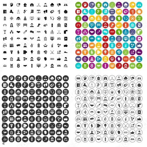 100 team icons set vector in 4 variant for any web design isolated on white