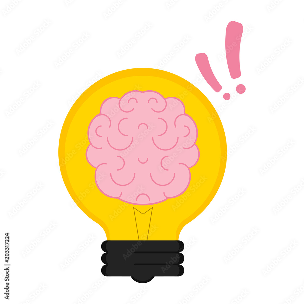 Conceptual lightbulb icon with a brain Conceptual lightbulb icon with a brain
