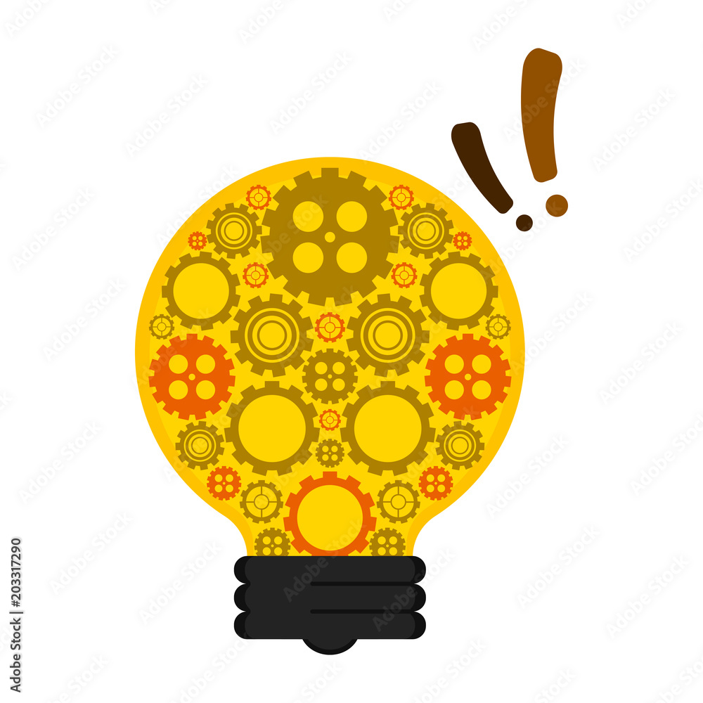 Fototapeta premium Conceptual lightbulb icon with gear pieces