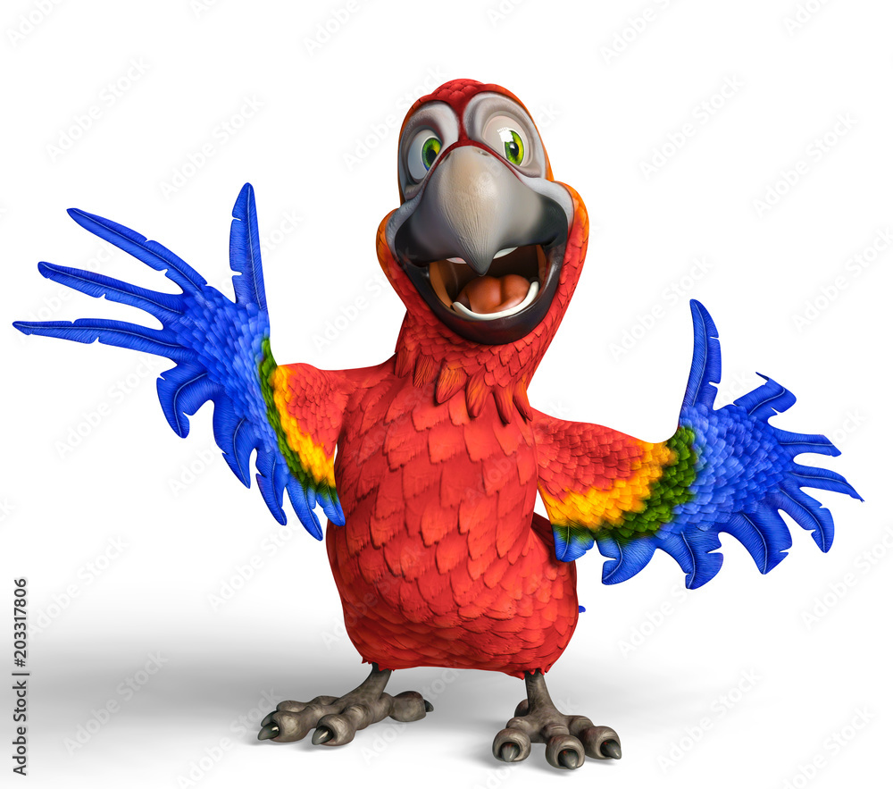 Naklejka premium kreskówka tropikalna papuga