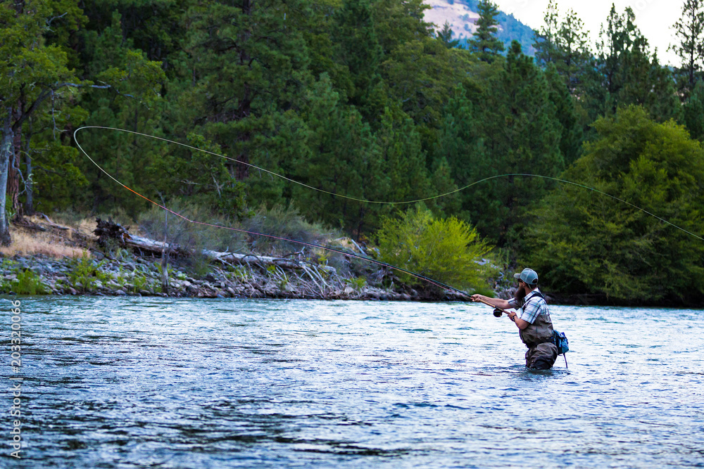 Fly Fishing Man in River