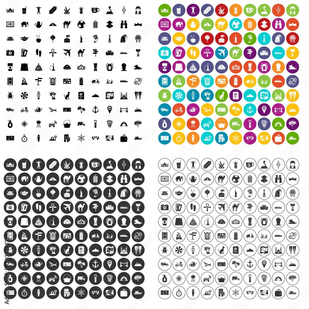 100 tourism icons set vector in 4 variant for any web design isolated on white 100 tourism icons set vector in 4 variant for any web design isolated on white