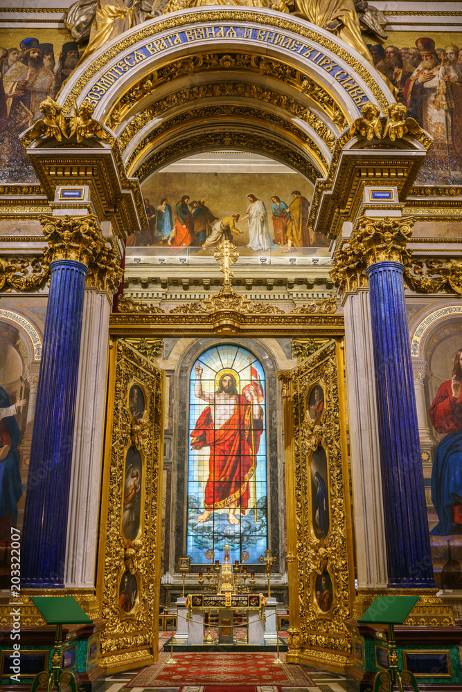 panoramic view on interior Isaac's cathedral, Saint-Petersburg, Russia