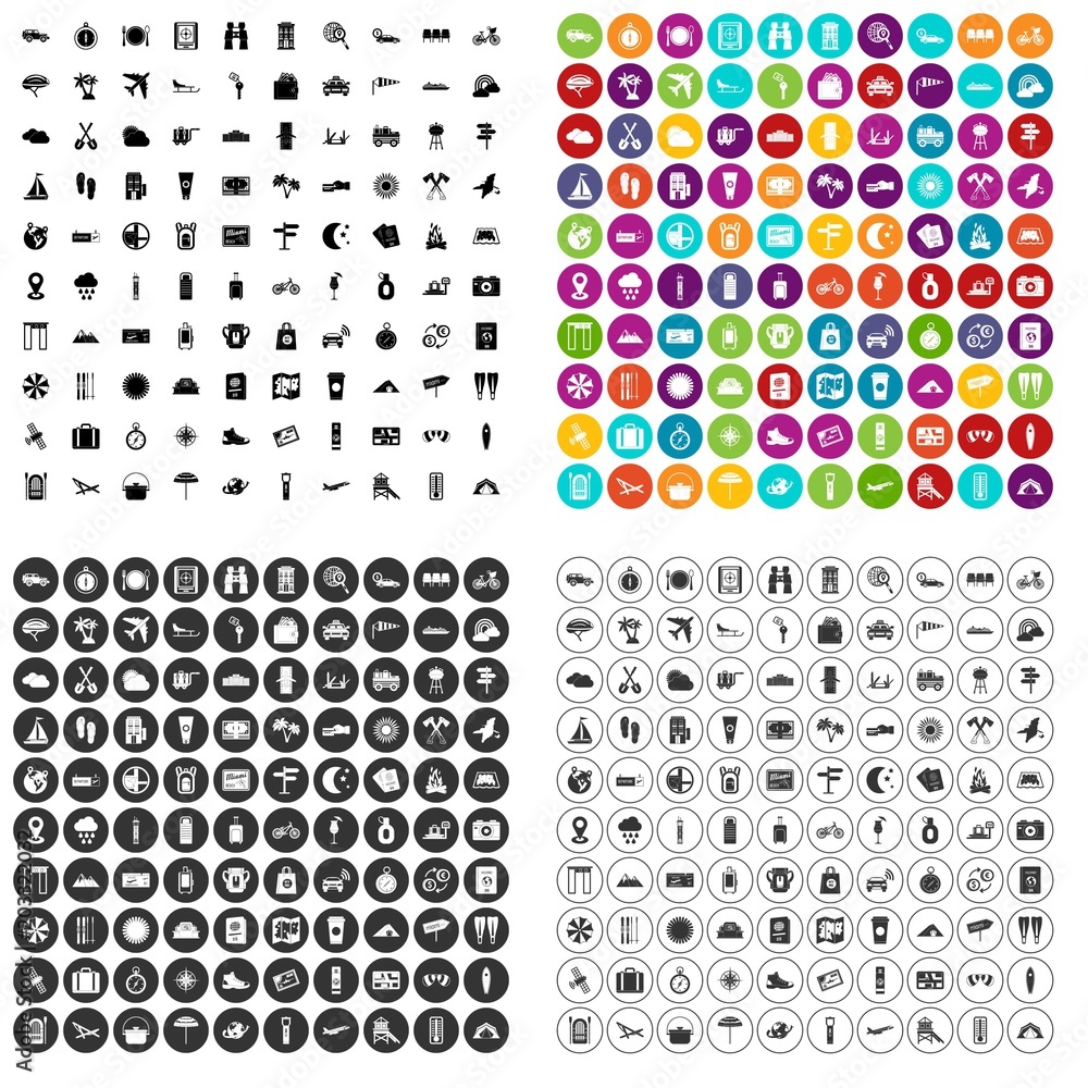 100 tourist trip icons set vector in 4 variant for any web design isolated on white 100 tourist trip icons set vector in 4 variant for any web design isolated on white