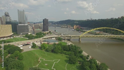 Aerial video of downtown Pittsburgh - Panning