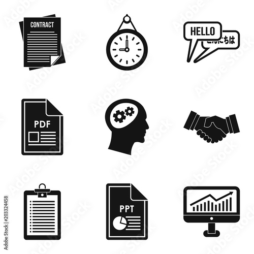 Classified document icons set. Simple set of 9 classified document vector icons for web isolated on white background