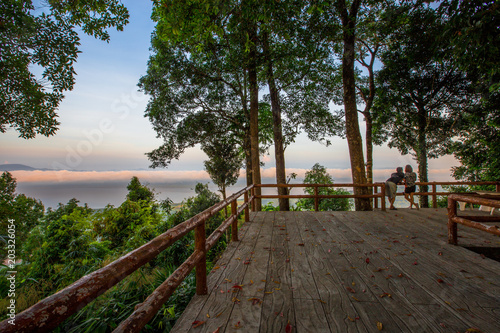 Scenic view  KHAO FA CHI VIEWPOINT . Gated For tourists A pavilion And the scenic walk. Ranong Province  Thailand