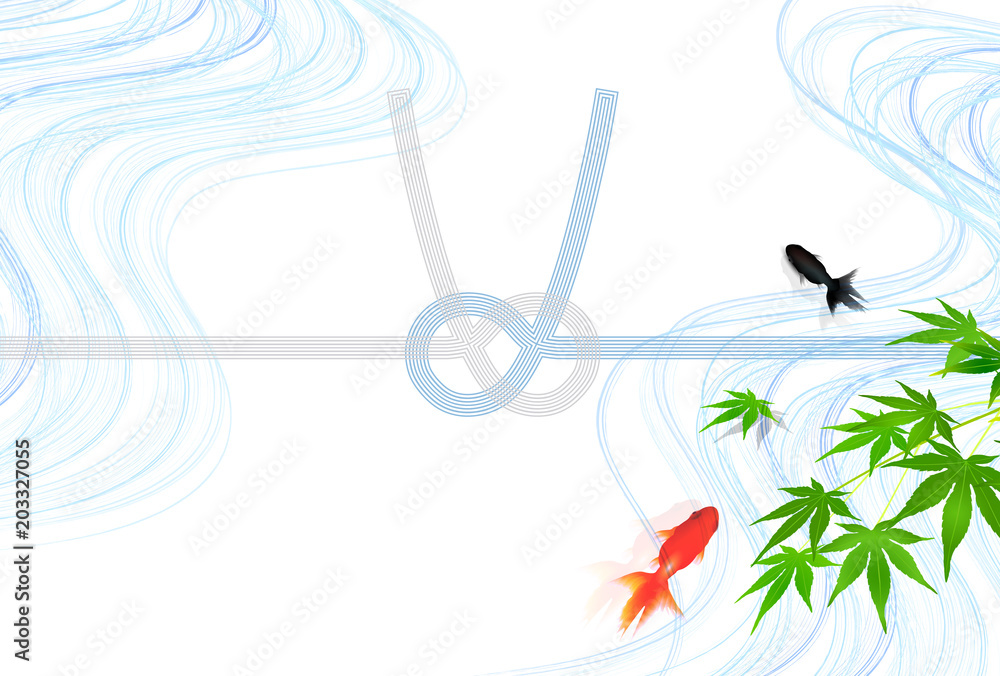 Naklejka premium 金魚 のし紙 夏 背景 