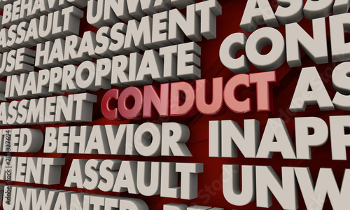 Fotografi Conduct Behavior Assault Harassment Word Collage 3d Illustration