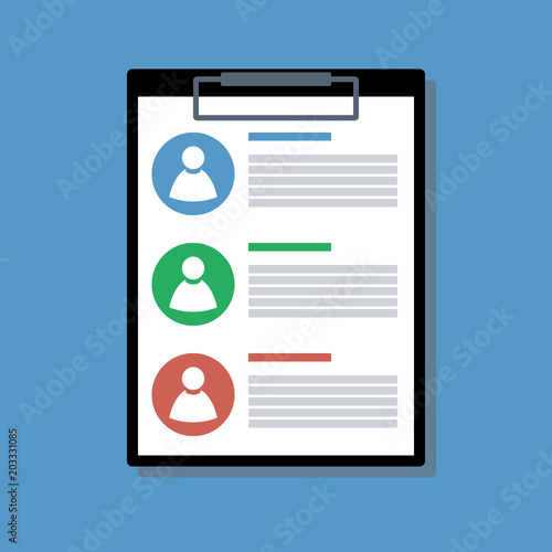 candidates list, flat style vector illustration