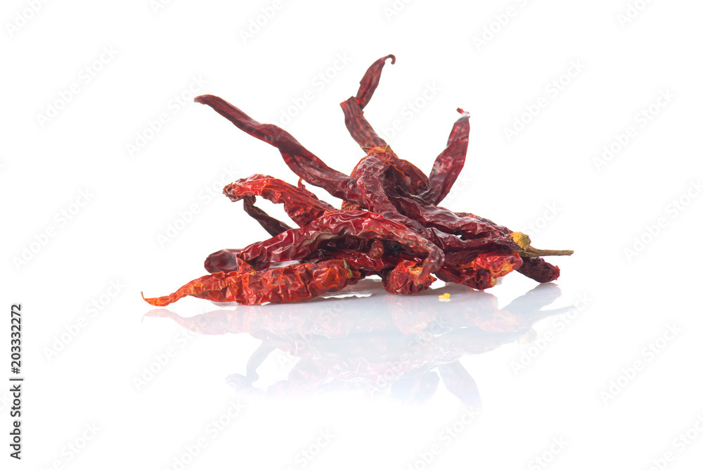 dried chillies isolated on white background dried chillies isolated on white background