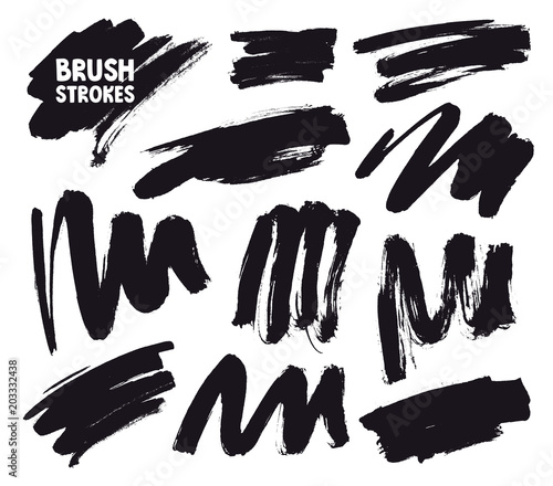 Set of black brush strokes