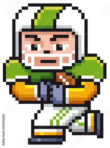 Vector illustration of Cartoon American football player - Pixel design