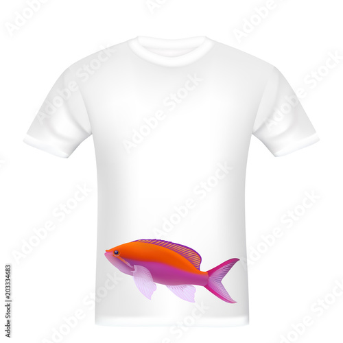 White t-shirt with design Bartlett's anthias - Pseudanthias bartlettorum - tropical marine fish photo