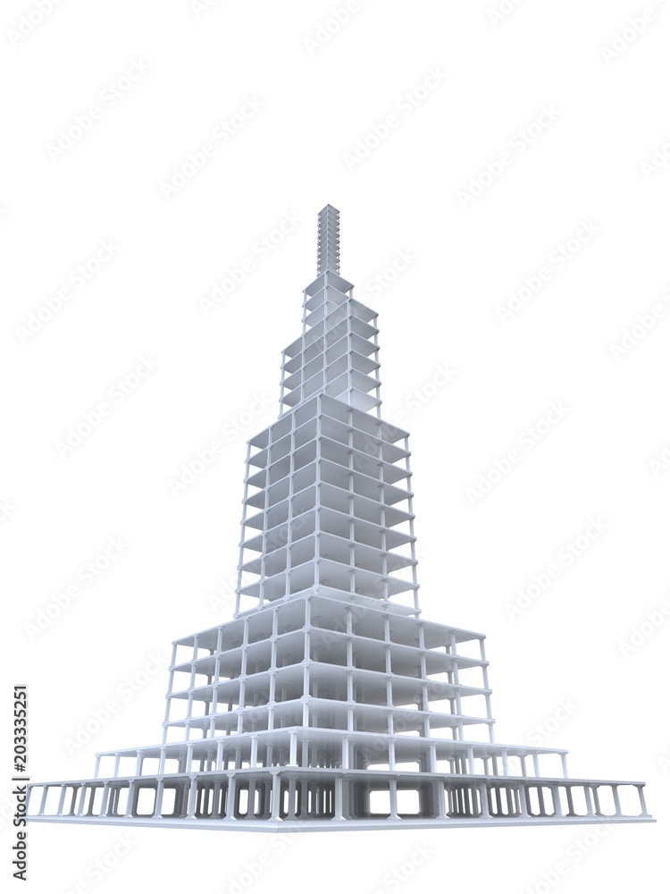 Fototapeta premium modern design skyscrapers on a white background 3d illustration