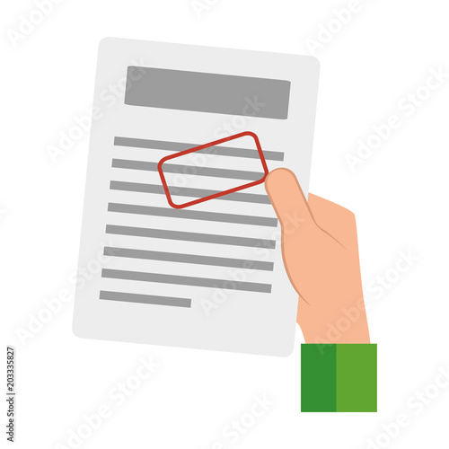 hand lifting finance document paper vector illustration design