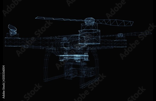 Drone concept consisting of luminous lines