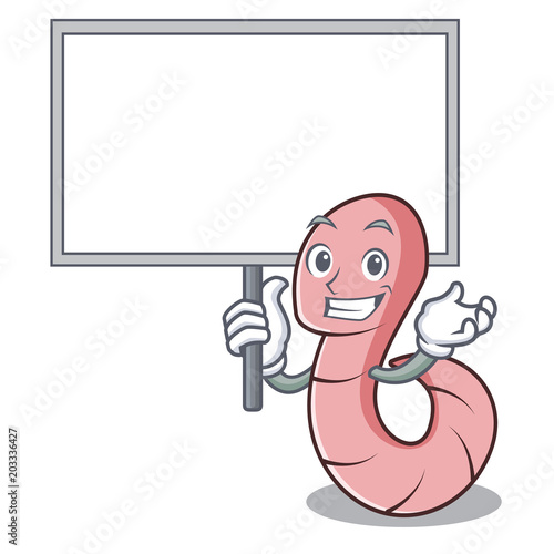Bring board worm character cartoon style