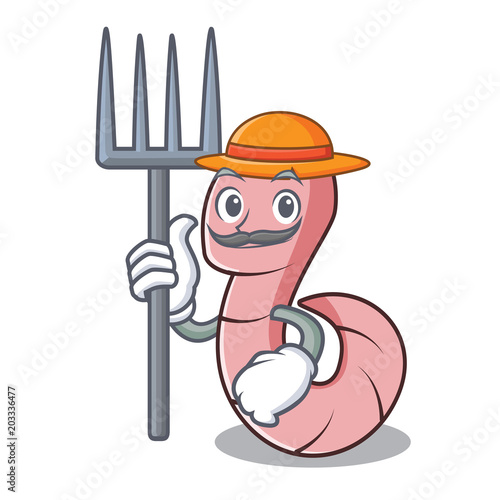 Farmer worm character cartoon style