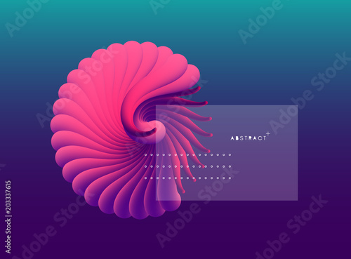 3D vector illustration with seashell nautilus. Object with smooth shape. Can be used for advertising, marketing, presentation, card and flyer.