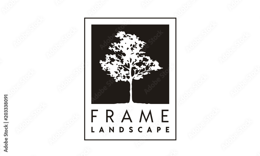 Obraz premium Tree Silhouette Frame landscape logo design 