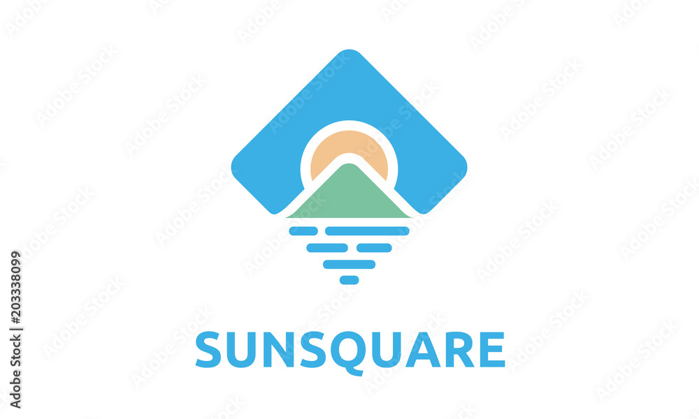 Sky Mountain Sea Sun Square for Nature Origami Paper Logo